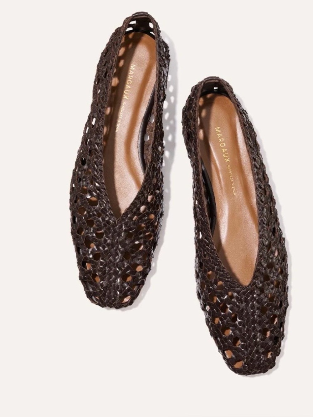 Margaux Woven Paz Brown Leather Flats - Picture 7 of 8